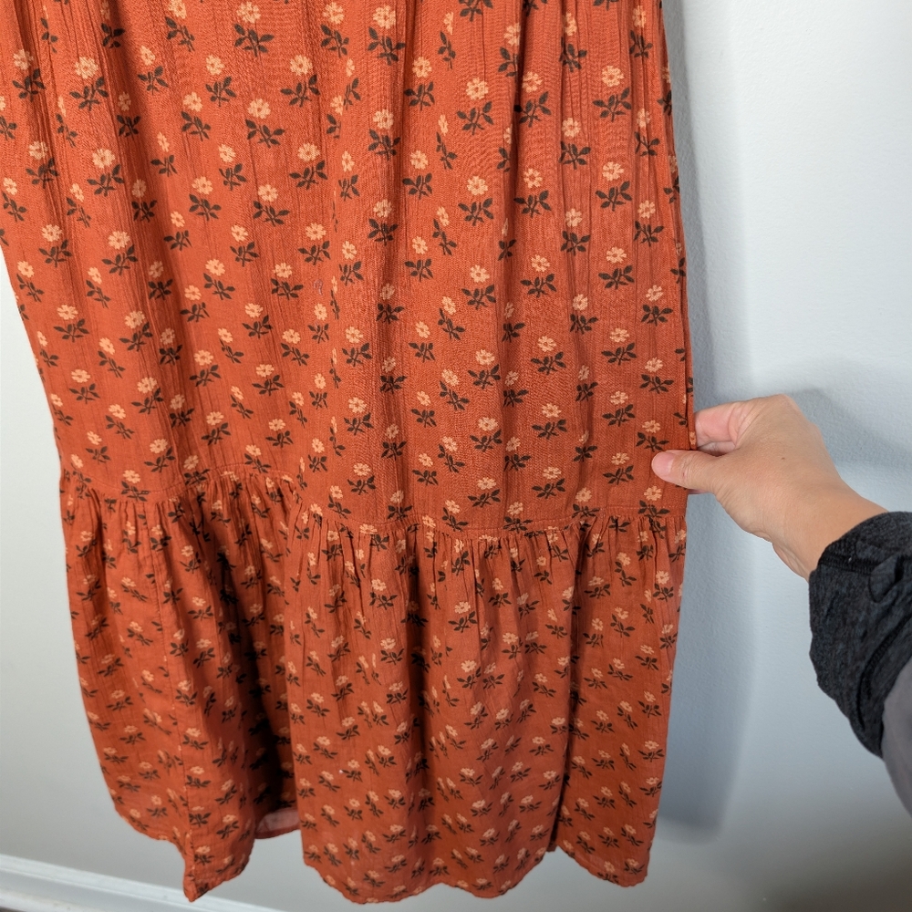 Madewell Ruffle-Strap Tiered Midi Dress In Wild Calendula Block-Print - Picture 4 of 10